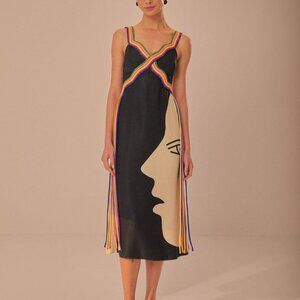 NWT Farm Rio Multicolor Surreal Sleeveless Midi Dress large